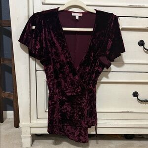 Giani Bernini Velvet Wrap Top in Burgundy